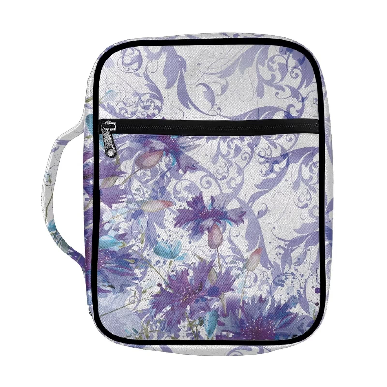 SEANATIVE Watercolor Flower Print Bible Case Bible Book Holder Organizer Portable Protective Bible Carrier Bag with Durable Handle
