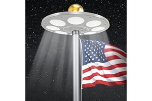 PPQ Solar Flagpole LED Light,New 136 LED Long Lifespan Flag Pole Light for 15-25 Ft Poles,Solar Powered Waterproof Lighting on Outdoor Pole Top,10 Hour Dusk to Dawn Auto On/Off