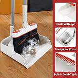 JEHONN Dustpan and Brush Set Long Handle 54in 180° Swivel Grey Red view 5