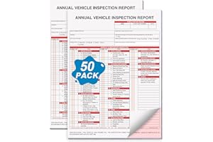 WANGDEFA 50 Pack Annual Vehicle Inspection Report Form Detailed Driver's Vehicle Inspection Report 8.5"*11.4" Vehicle Inspection Forms 3-Ply Carbonless 25 Sets of Forms Per Book for Truckers