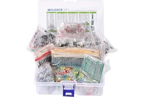 Molence DIY Electronics Components Kit Assortment, Resistors 1818PCS, LED, Triode, Capacitors, Diodes, PCB, Potentiometer, Variable Resistance, Stabilivolt for Arduino UNO MEGA2560 Raspberry Pi MCU