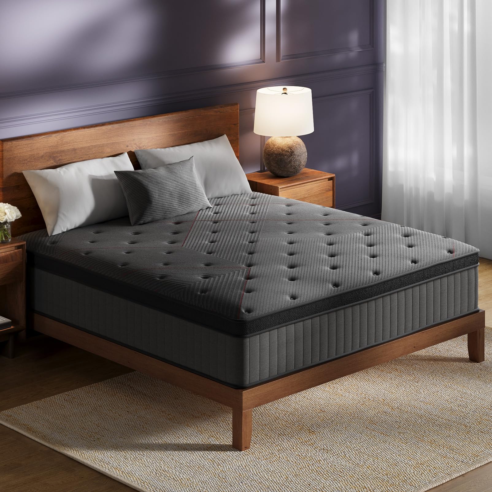 Photo 1 of ZLNDR Aura Full Size Mattress - 12 Inch Hybrid Mattress Colchones Full in a Box - Medium Firm Cooling Gel Memory Foam & Pocket Coils for Pressure Relief - Motion Isolation - Fiberglass-Free - Black