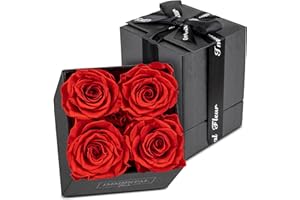 Immortal Fleur Preserved Roses In A Box, Preserved Flowers, Forever Roses Box, Mom Birthday Gifts, Flowers for Delivery Prime Birthday, Valentines Day Flowers for Wife, Red 4