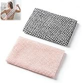 BLISSAL Exfoliating Shower Towel 47" – 2 Pack Premium Microfiber Body Scrub Towels, Dual-Sided Deep Exfoliating & Gentle Washcloth, Quick-Drying Body Back Scrubber for All Skin Types (Black & Pink)