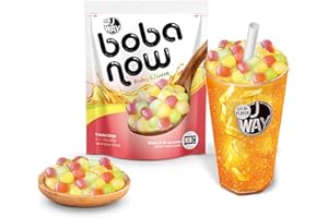 J WAY LOCAL FLAVOR J WAY BOBA NOW Authentic Instant Tapioca Boba Pearls for Milk Tea, Smoothies and Desserts, Tropical Fruit Flavor (Ready in Just 20 Seconds) - 5 Servings