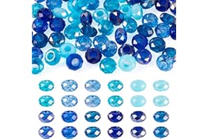 50Pcs Faceted Rondelle Glass Beads 8x14mm Transparent Large Hole European Beads AB Color Plated for DIY Earring Necklace Brac