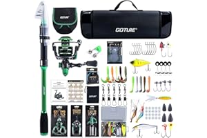 Goture Telescopic Fishing Rod Kit, Lightweight Carbon Fiber Collapsible Fishing Pole with Complete Accessories,for Freshwater