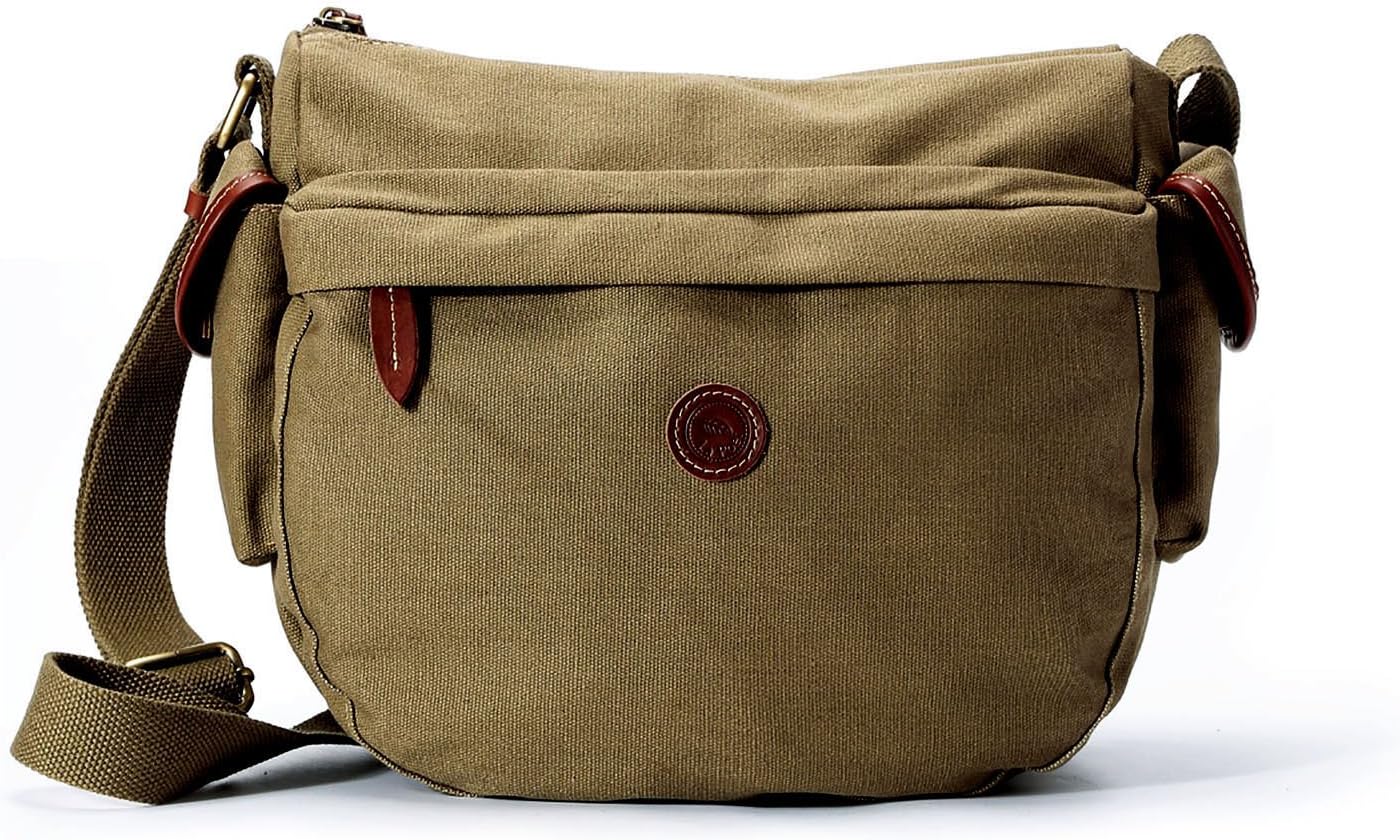 La Poet Women's Water Resistant Waxed Canvas Lightweight Cross Body Handbag Messenger Hobo Saddle Bag (Olive)