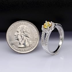 Uloveido Women's Platinun Plated Round Cut Yellow