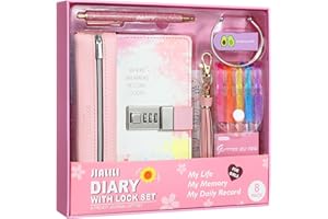 JIALILI Diary with Lock for Girls, Birthday Gift Ideas for 8, 9, 10, 11, 12 Year Old, Kids Journals Set for Girls Ages 8-12 teen, Girls Secret Diary Gift Set With 8 pack