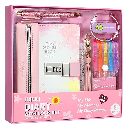 JIALILI Diary with Lock for Girls, Birthday Gift Ideas for 8, 9, 10, 11, 12  Year Old, Kids Journals Set for Girls Ages 8-12 teen, Girls Secret Diary