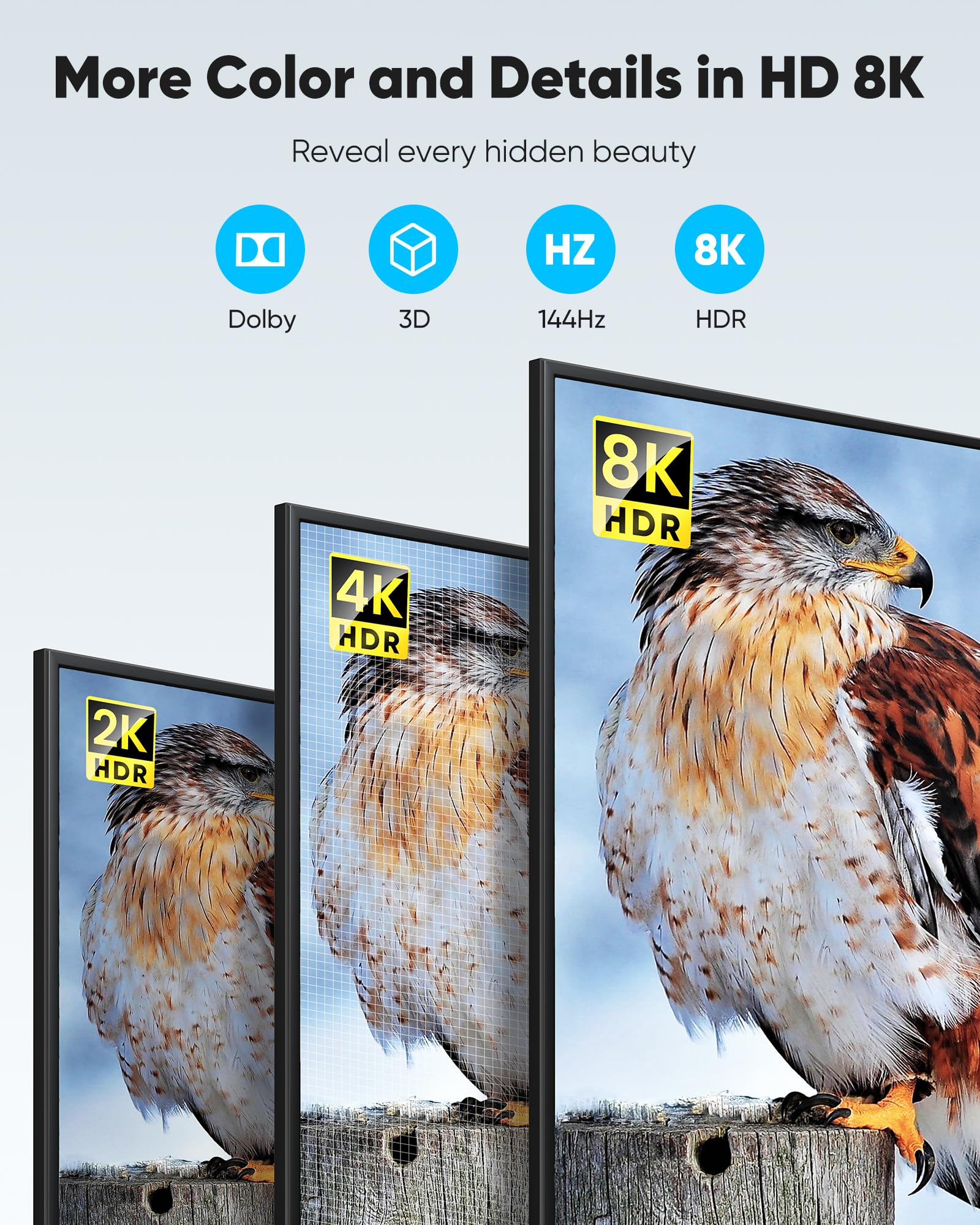 HDMI 2.1 Switch 8K HDMI Splitter, Highwings [Upgrade, Bidirectional] 4K@120Hz HDMI Switcher 2 in 1 Out Supports 8K@60Hz, Aluminum HDMI Switch Selector for PS4/PS5 Xbox Roku Apple TV Fire Stick Sony TV