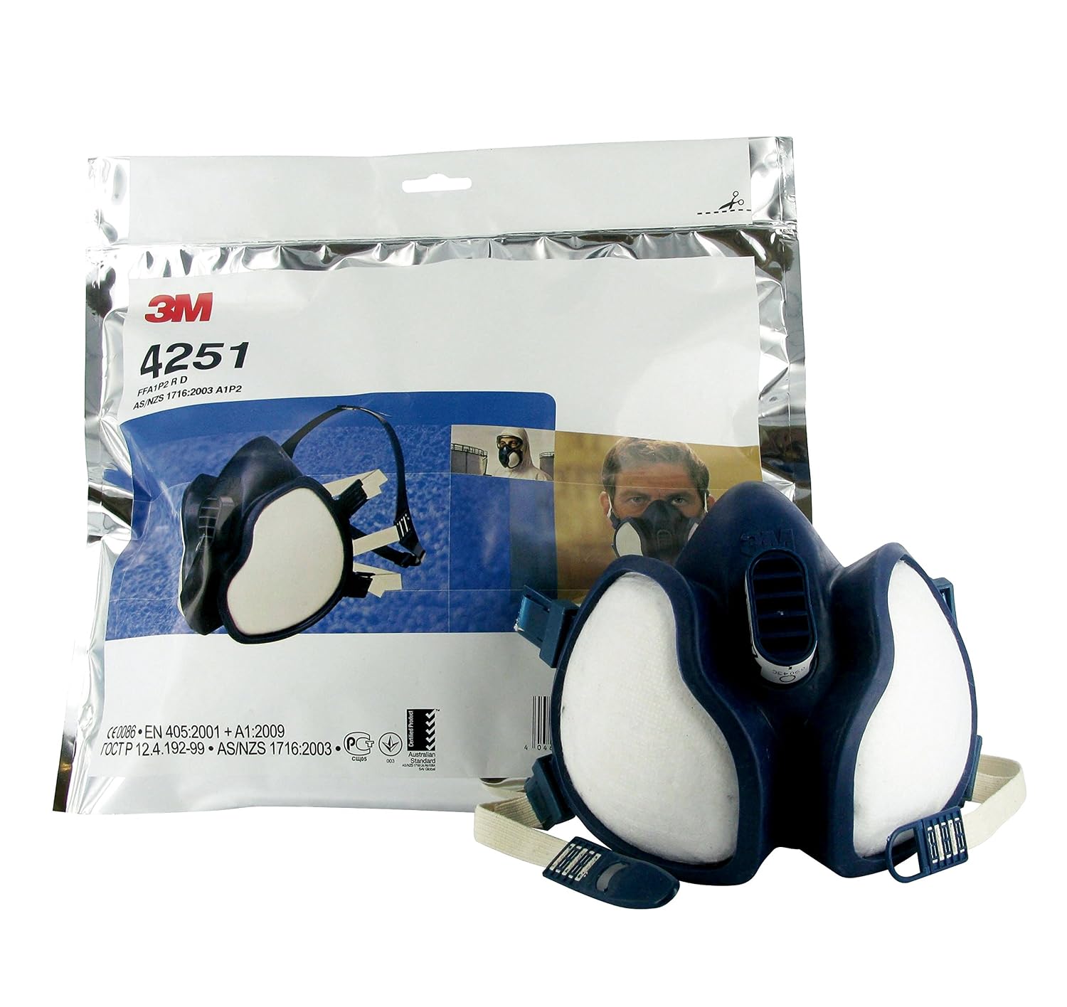 3M Respirator Half Mask Lightweight Blu, Blue, Box of 1 - Image 5