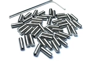 ZDingTech 50pcs M3 x 8mm 304 Stainless Steel Guitar Bridge Saddle Height Adjustment Screws for Fender Stratocaster Telecaster with 1.5mm Wrench,Set Grub Screws Hex Allen Head Socket Set Screws Bolts