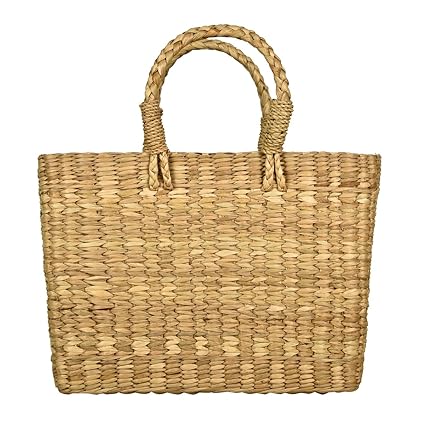 LBohe Natural Basket Handmade Tote Handbag Basket Straw Bag Woven Bag Sea Grass Bag