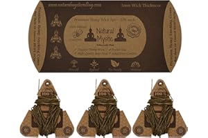 Hemp Wick Lighter Case Dispenser - Natural Mystic Wicks with Organic Bee Wax Coated 60ft - 3pc 20ft Each in A Smell Proof Bag Beeswax String Rope to Replace Lighters Used for Hempwicks Poker