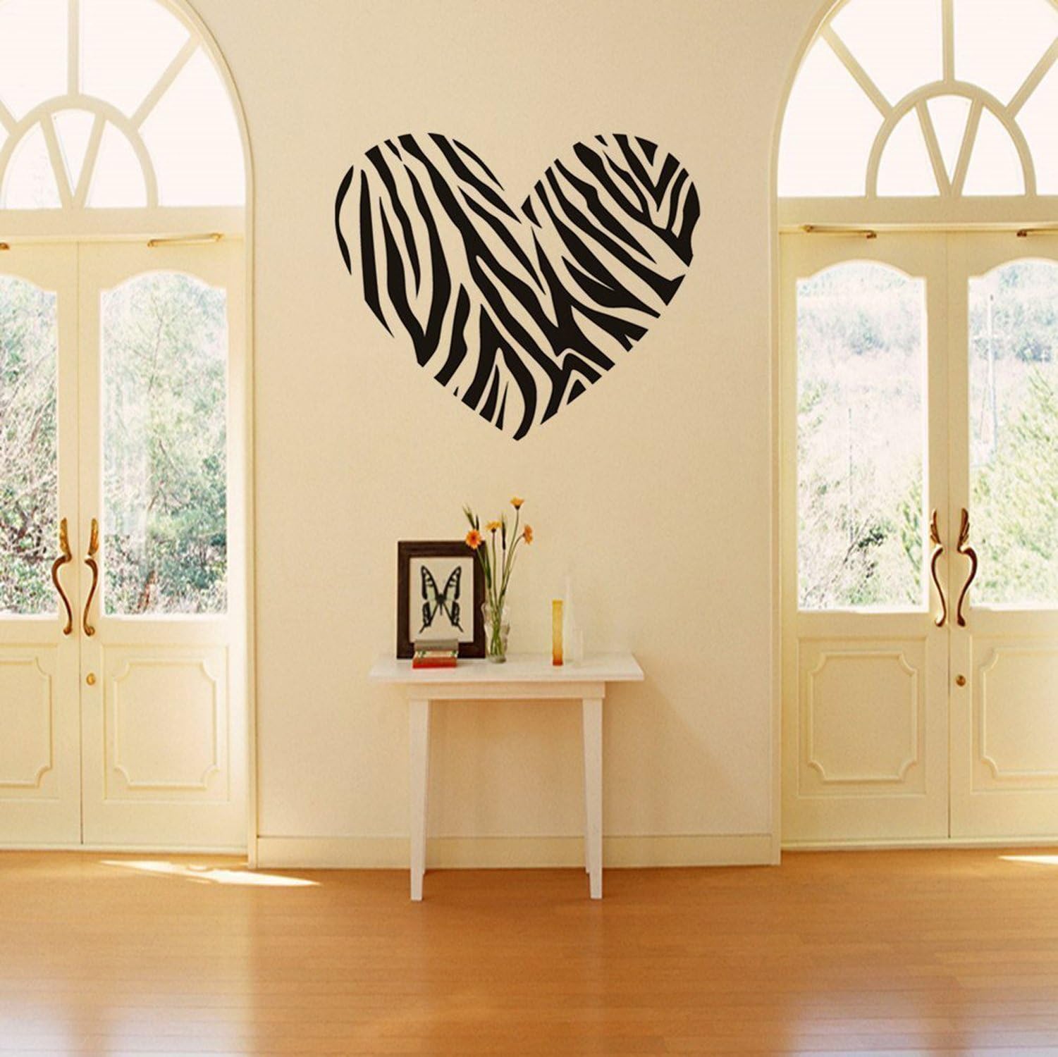 Heart Wall Sticker Zebra Print Stripe Vinyl Art Decal Mural Children Door Name Bedroom Girls Boy Nursery Study Room Livingroom Decor 59x69cm By Nia Art