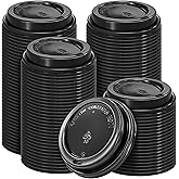 Clawsoff 240 Pack Disposable Coffee Cup lids, 3.54'' Leak-Proof Disposable Plastic Cup Lids for 10, 12, 16, 20oz Paper Cups, Hot/Cold Drinking Cup Lids, Black