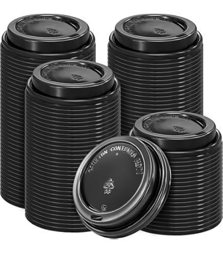 JUNXIAO-Pack Of 200, Black Disposable Coffee Cup Lids, Coffee - View #5