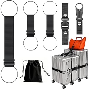 5Pcs Luggage Straps for Suitcases, Connector Strap for Multiple Suitcases | Multi-Use Adjustable Elastic Bungee Belt, Add-a-B