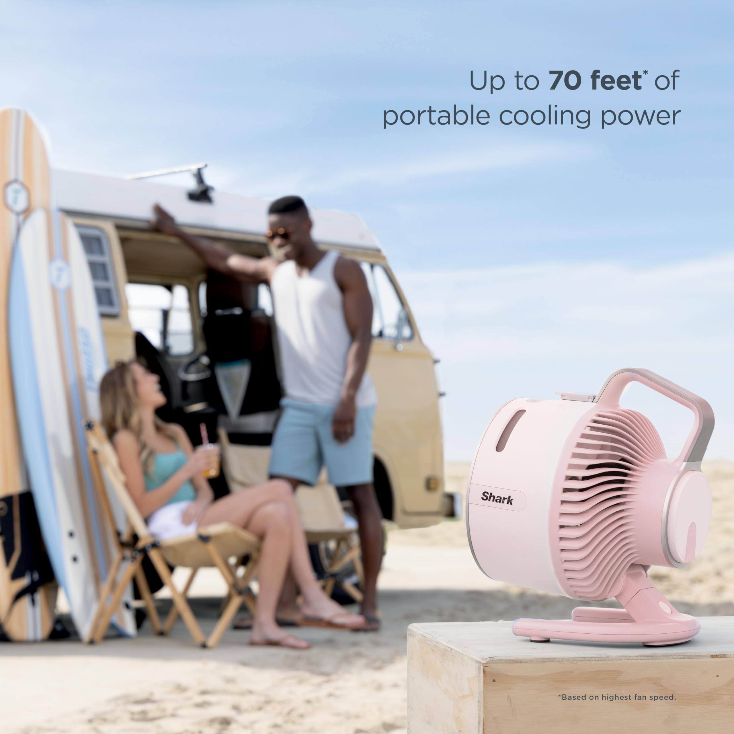 Shark FlexBreeze HydroGo Fan & Travel Bag — Ultra-powerful portable fan with indoor + outdoor evaporative mist. Corded & cordless, White, FA053BRN