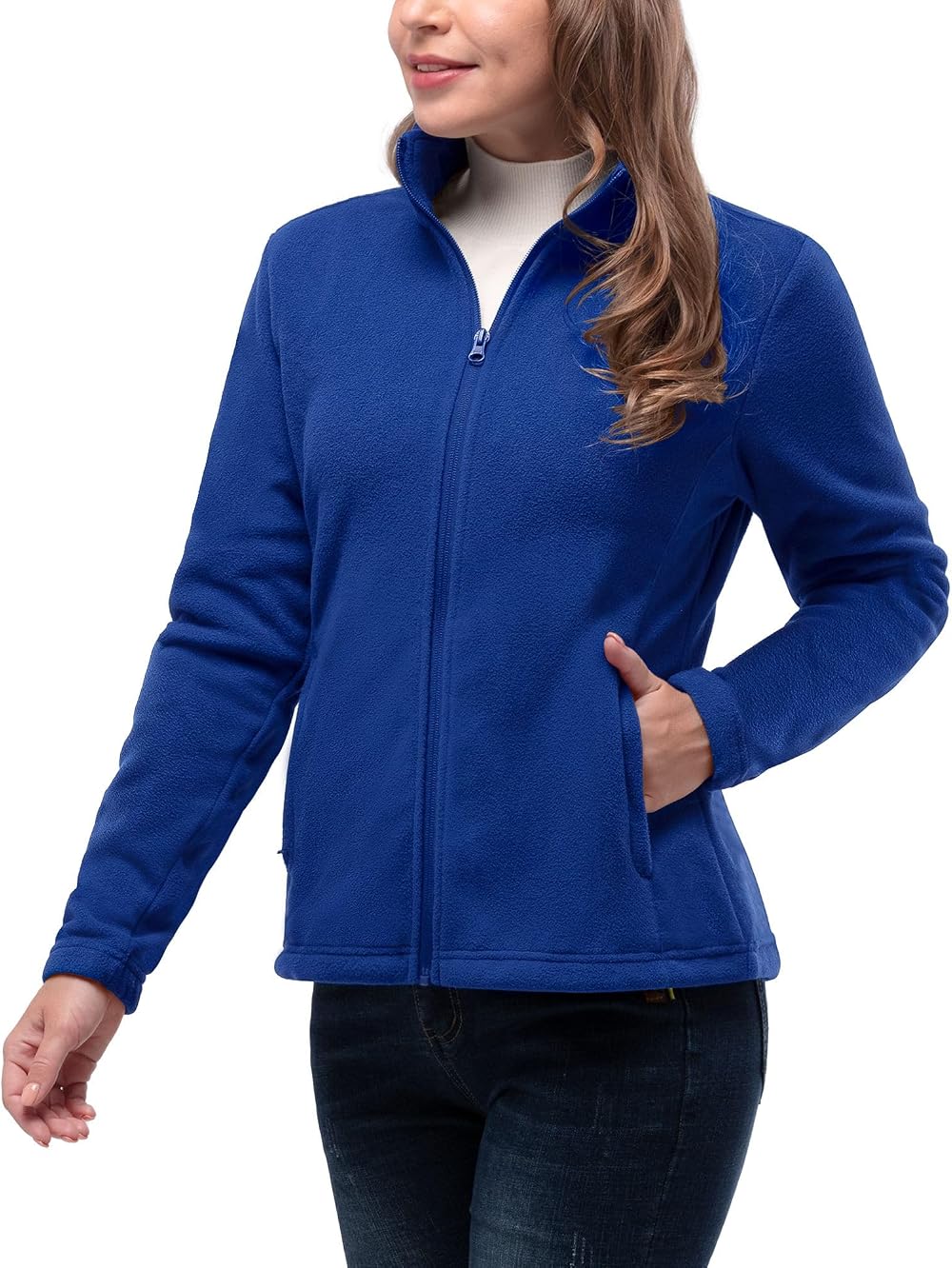 33,000ft Womens Fleece Jacket Lightweight Full Zip Breathable Klein Blue XS