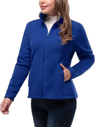 33,000ft Womens Fleece Jacket Lightweight Full Zip Breathable Klein Blue XS