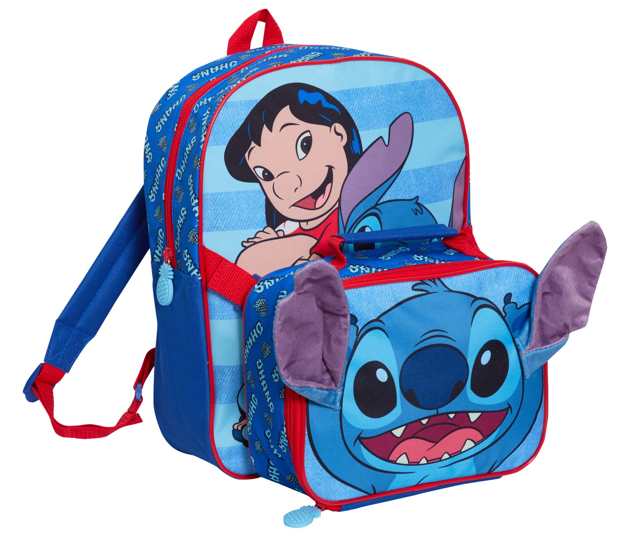 Disney Lilo And Stitch Backpack and Lunch Bag Set For Kids Stitch School Bag 2 Piece Matching Insulated Lunch Set