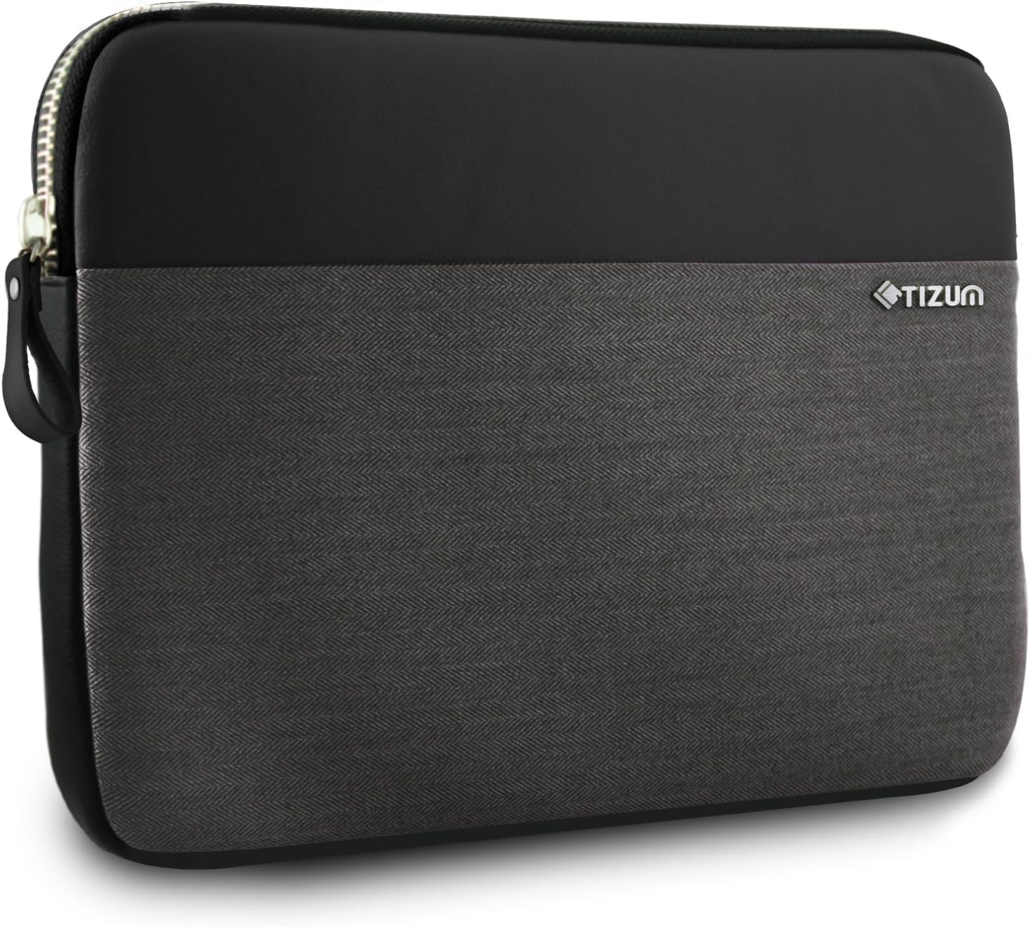 Tizum 14-inch Laptop Sleeve Trail Folio with External Document Slip Pocket (Black/Grey)
