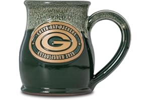 Greater Distance NFL Football Green Bay Packers 14 oz Two-Tone Tall Belly Mug, Handmade Large Ceramic Coffee Mug With Team Logo for True Fans, Premium Deneen Pottery Made in USA