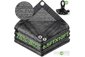 FOTMISHU 75%-80% Shade Cloth 6.5ftx10ft Heavy Duty Anti-Aging Sun Mesh UV Resistant Net, Sunblock Garden Shade Mesh Tarp for Plant Cover, Barn or Kennel, Flowers, Plants, Used for 3 Years or Even Long