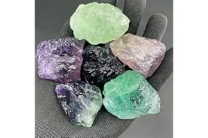 SigMntun Authentic Raw Fluorite Crystal Stones, 13oz - A+ Grade Quality, 100% Natural and Untreated Rocks - Healing, Chakra Balancing, Meditation and Reiki - Mixed Color