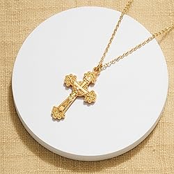 Fettero Crucifix Necklace Gold Faith Cross Pendant