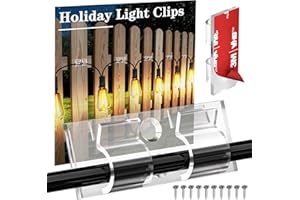 XHF 30PCS Clear Hooks for Outdoor String Lights Clips, Heavy Duty Adhesive wih Holes and Screws, for Hanging Christmas Lighting