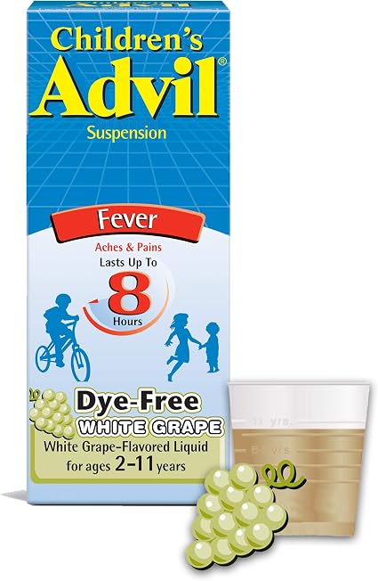 Amazon Com Children S Advil Liquid Pain Relief Medicine And Fever Reducer 100 Mg Children S Ibuprofen For Ages 2 11 White Grape 4 Fl Oz Health Personal Care