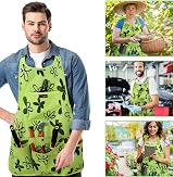 Discoball Garden Apron Oxford Cloth with Multi Pockets Waterproof Green view 2