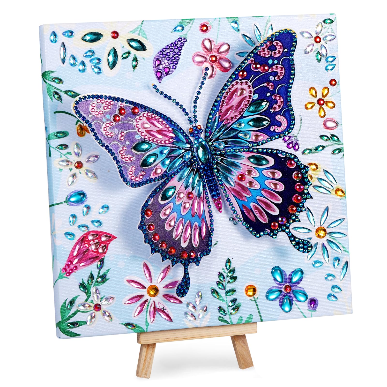 Zocipro Arts and Crafts for Girls, Diamond Painting DIY 3D Butterfly with Wooden Canvas for Gifts, Craft Set DIY Creative Presents for Birthday Christmas