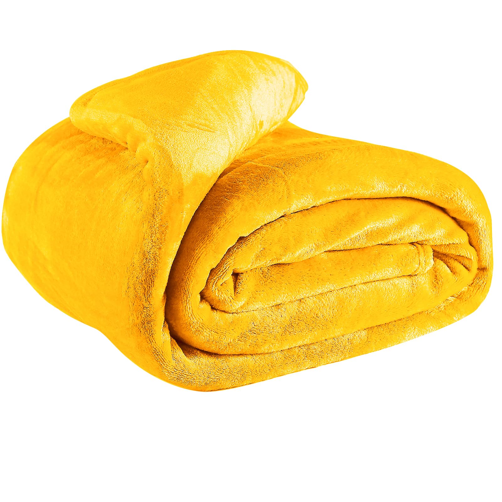 EHC Fleece Blanket Sofa Bed - King Size Cozy Blanket for Bed Fluffy Soft Large Throw, Yellow, 220x240cm