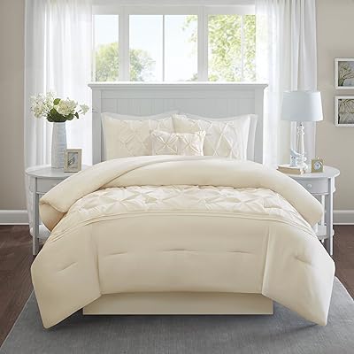 Comfort Spaces Cavoy 5-Piece Comforter Set Hypoallergenic Ivory