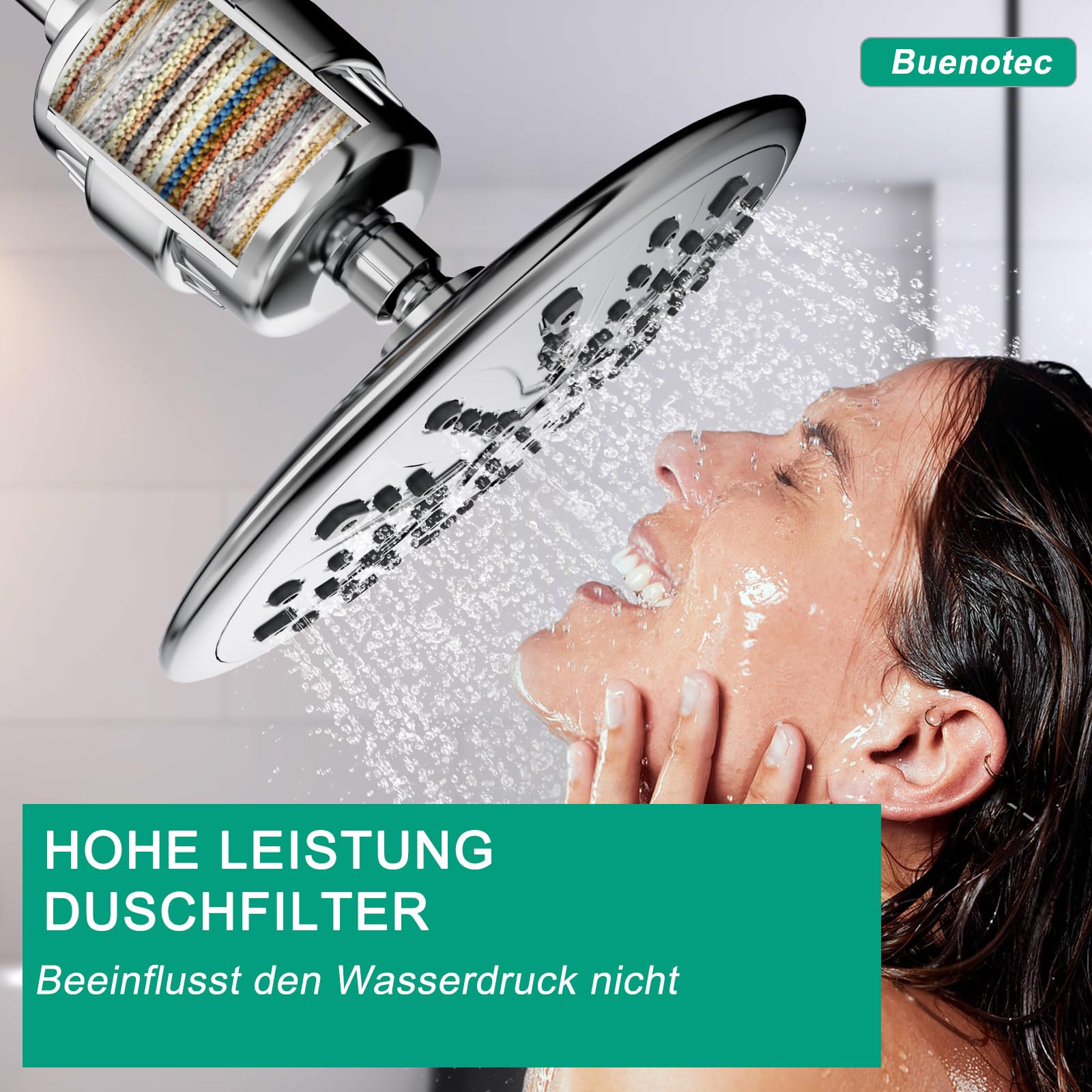 Buenotec 36 Stufen Duschfilter mit Vitamin C E für Hartes Wasser, Duschkopffilter Kalkfilter Dusche mit 2 Filterpatrone zur Entfernung von Chlor und Schwermetallen, verbessert Haut- & Haargesundheit 8
