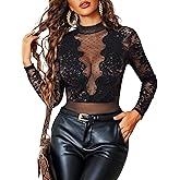 Avidlove Womens Lace Bodysuit Lingerie Teddy Going Out Turtleneck Sexy Bodysuits Top