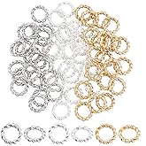 PH PandaHall 60pcs 24K Gold Jumps Rings, 3 Colors 6mm Brass Twisted Jump Rings 18 Gauge Closed Jump Rings Chainmail Rings Jewelry O Rings Connector for DIY Earrings Bracelets Necklaces Keychain