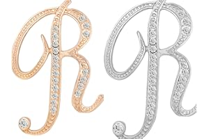 CINFAC 2PCS letter brooch pins for women fashion 26 letters A~Z Gold silver rhinestone men Women's alphabet initial brooches pin for clothing Christmas stockings bulk