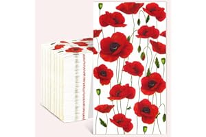 Homlouue 100PCS Red Poppies Floral Napkins, 3 Ply Guest Towels Disposable Bathroom, Floral Paper Napkins Disposable, Flower Party Paper Napkins Decorative for Spring Summer Fall Decorations