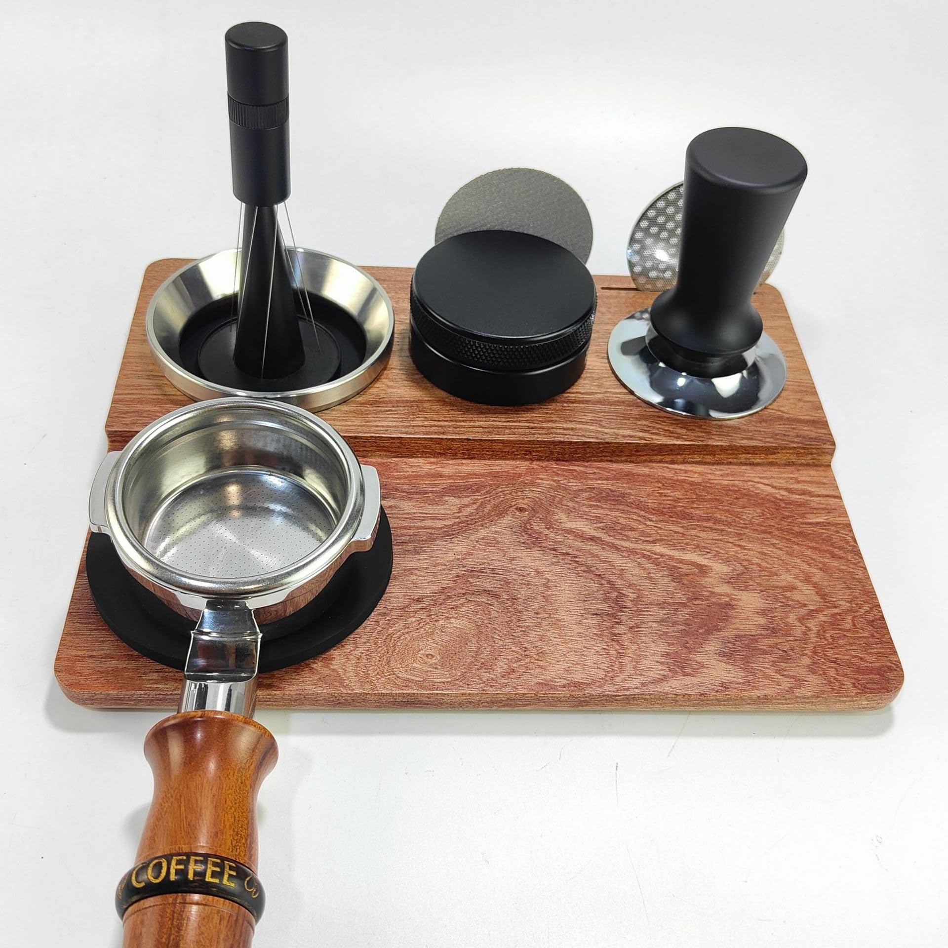 Premium Coffee Tamper Mat, Integrated Tool Organizer, Stabilize Base with 4pcs Silicon Non-Slip Pads, Ideal Accessory for Baristas Coffee Lovers