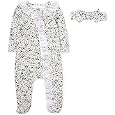 Baby Footie Bodysuit Headband or Hat 2 Piece Set – Christmas Thanksgiving Zip-Up Outfit,Holiday Pajamas for Infants