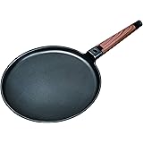 MasterPan Designer Series Non-Stick Cast Aluminum Crepe Pan with Detachable Handle, 11", Black