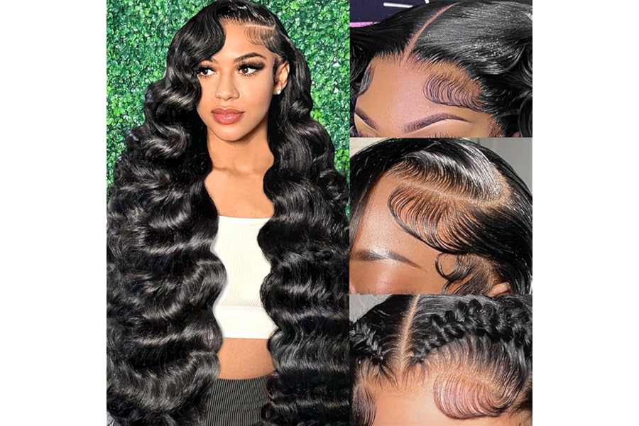 Smabuity 13×6 Body Wave Lace Front Wigs Human Hair Pre Plucked, 180% Density HD Transparent Glueless Lace Frontal Wigs with Baby Hair for Women, 26 Inch