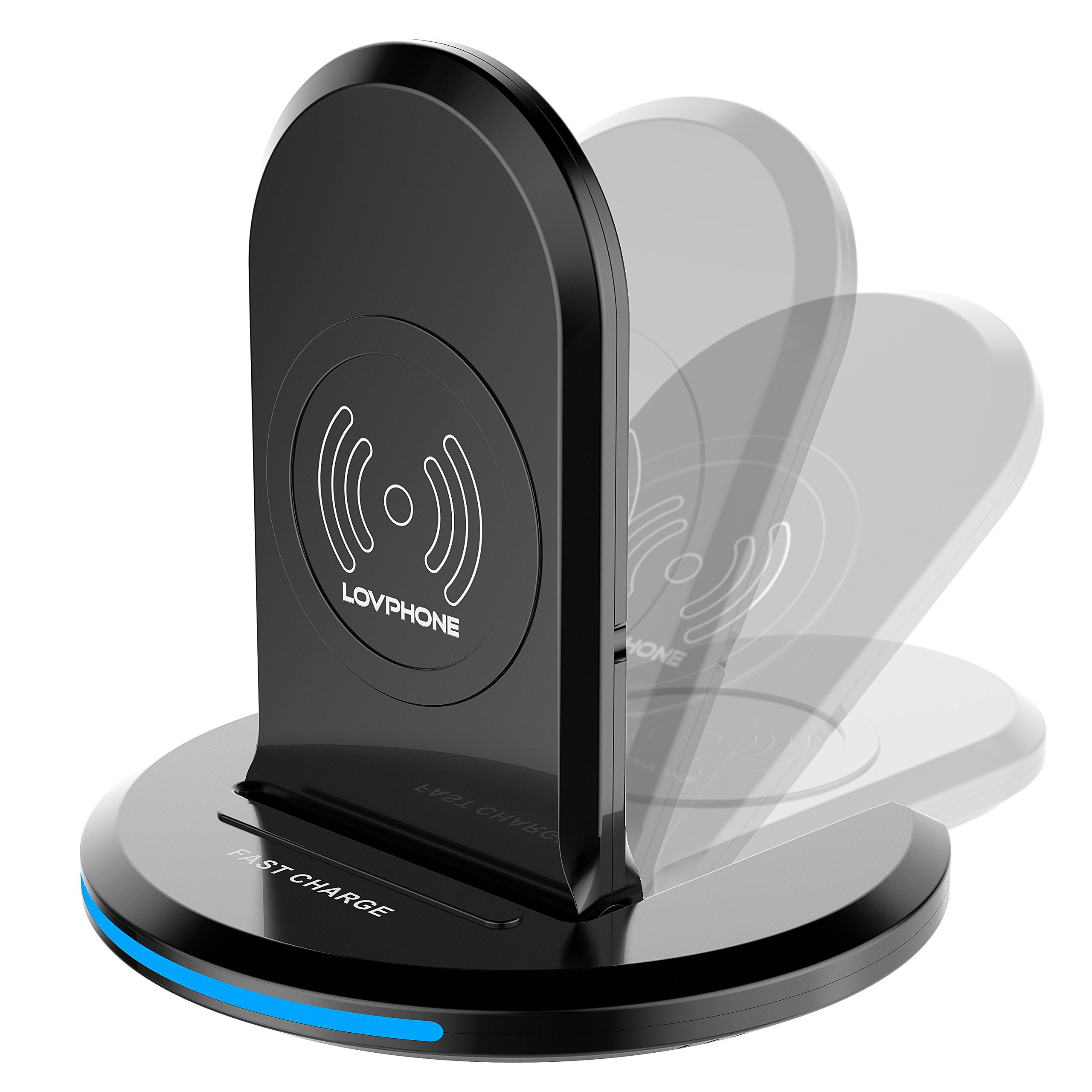 Fast Wireless Charger, QI Wireless Charging Pad Stand with LED Light, Overheat Protection