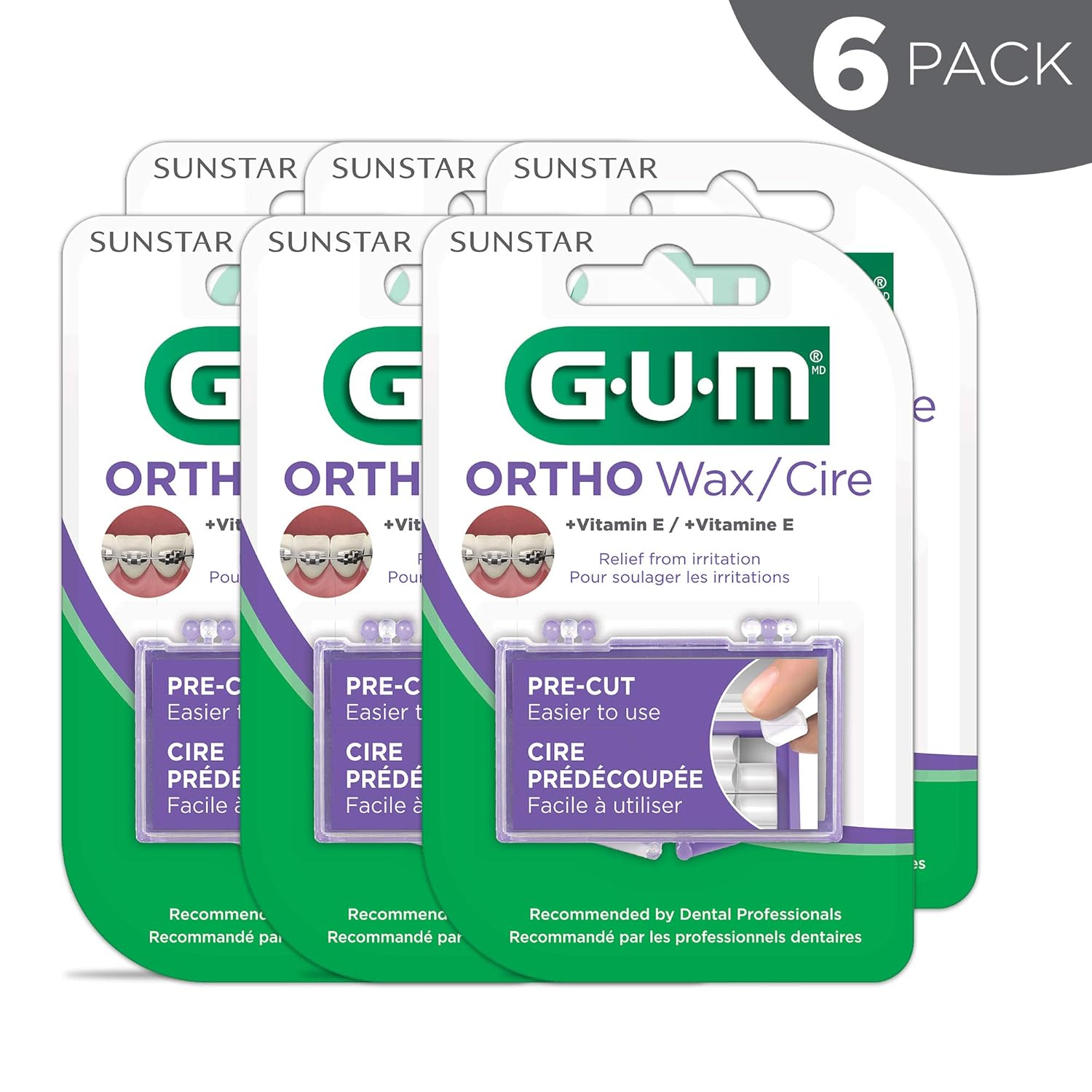GUM - 10070942007235 Orthodontic Wax with Vitamin E and Aloe Vera (Pack of 6): Computers & Accessories